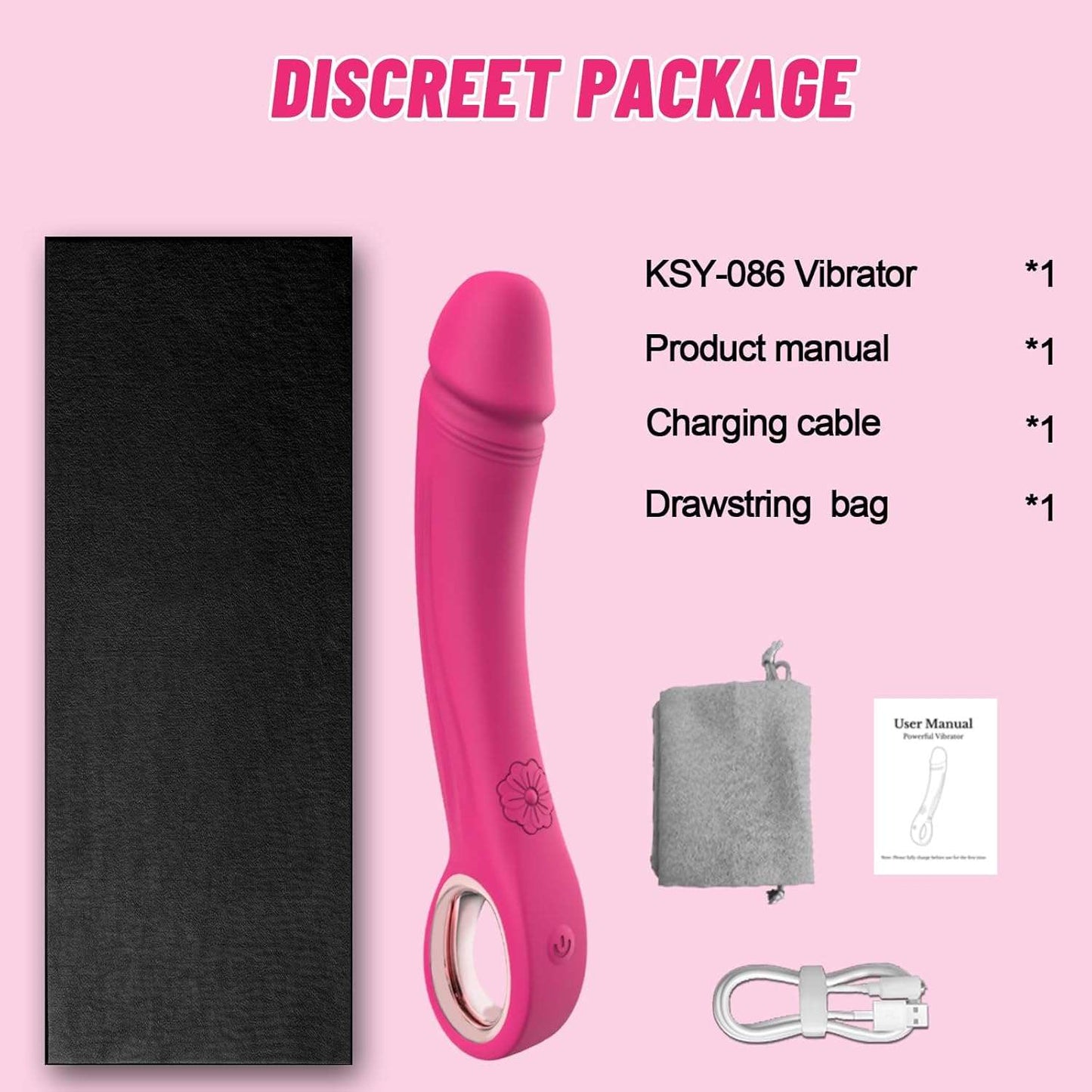 LuxePeak Ergonomic Ring Handle Dildo Vibrator-4
