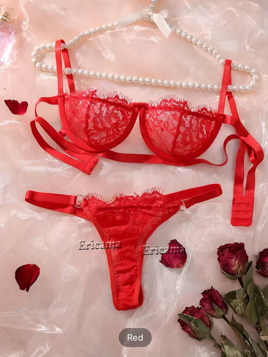 Erotic Floral Embroidery Lingerie
