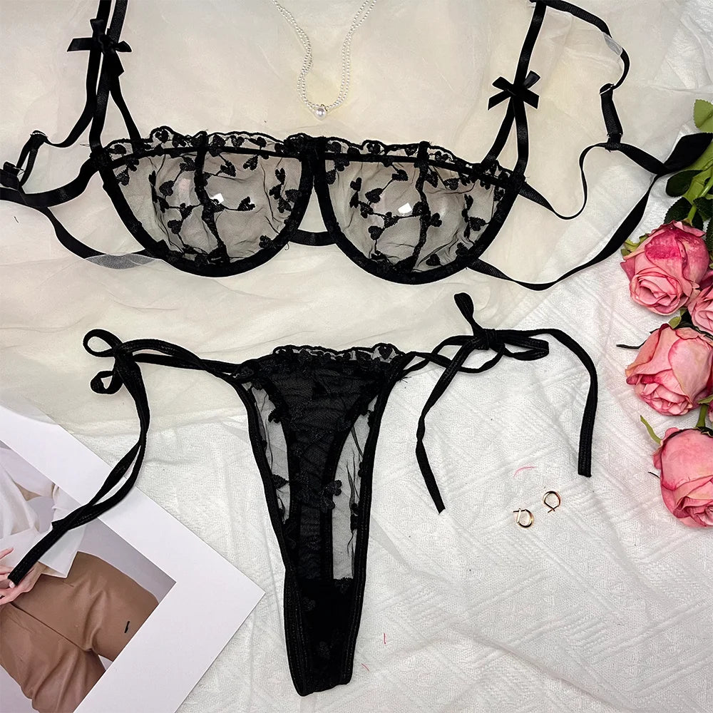 Erotic Floral Embroidery Lingerie