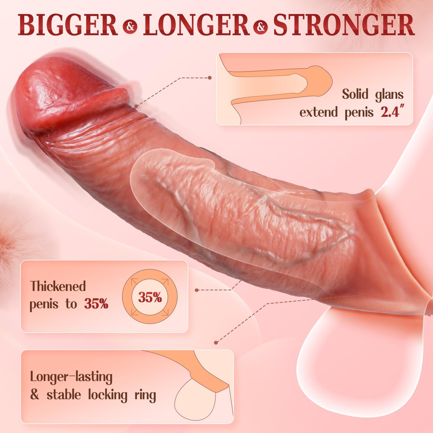 VibratingEuphoria Penis Sleeve Extender with Vibration, App Control & Ball Stretcher-2