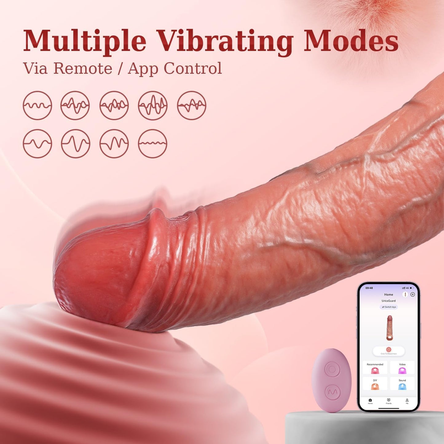 VibratingEuphoria Penis Sleeve Extender with Vibration, App Control & Ball Stretcher-1