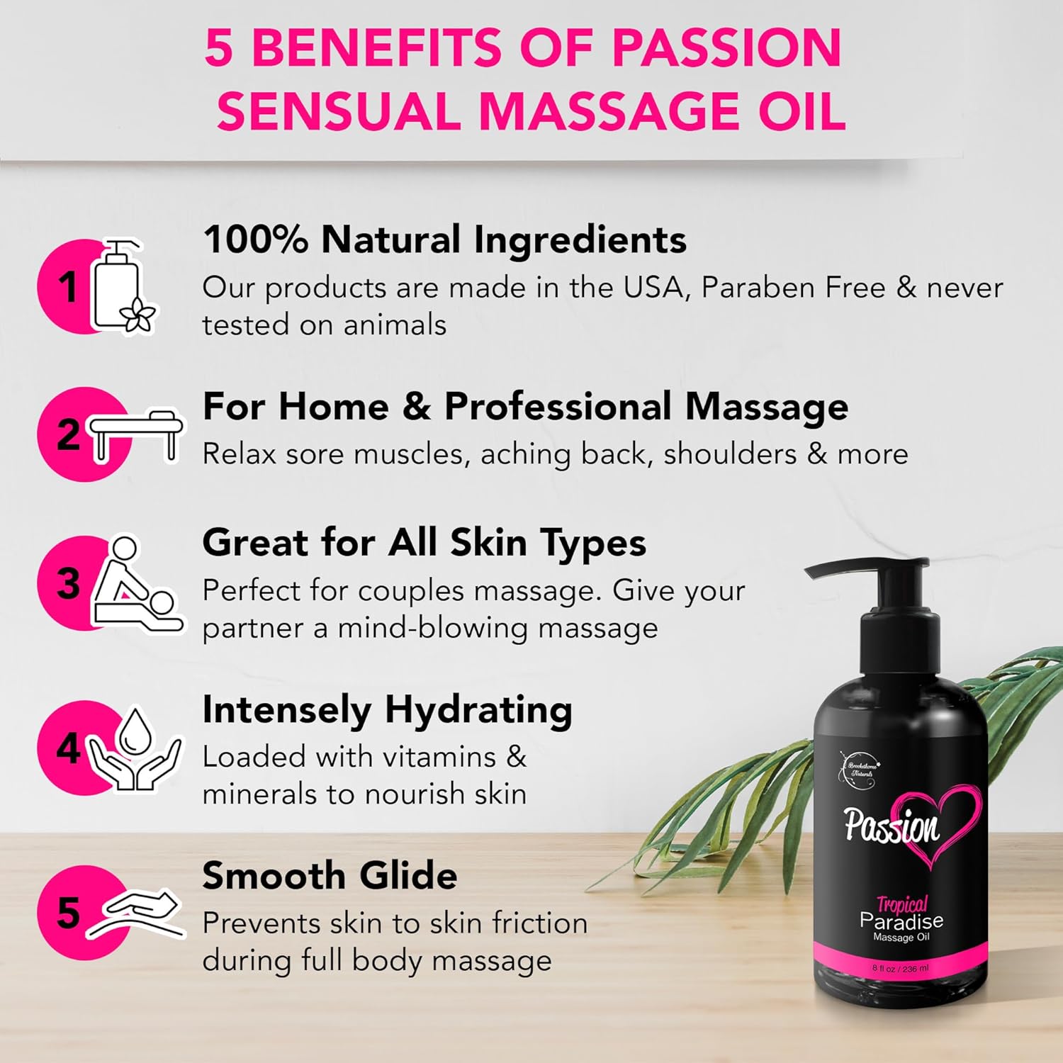 Natural Passion Massage Oil for Couples | Tropical Aromatherapy, All-Natural-1