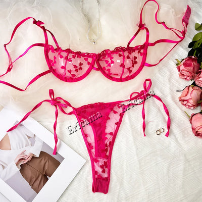 Erotic Floral Embroidery Lingerie
