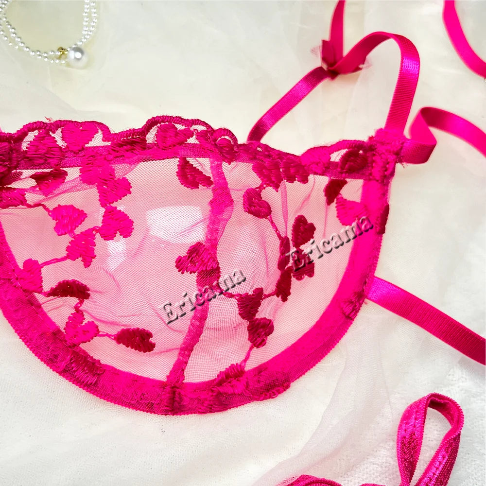 Erotic Floral Embroidery Lingerie